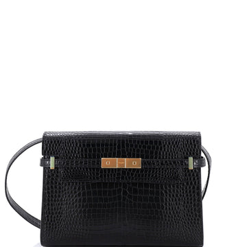 Manhattan Shoulder Bag Crocodile Embossed Leather Medium