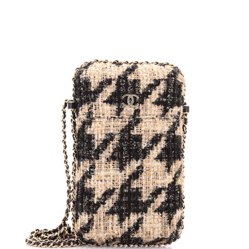 Chain Around Phone Holder Crossbody Bag Tweed and Ribbon
