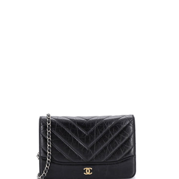 Gabrielle Wallet on Chain Chevron Aged Calfskin