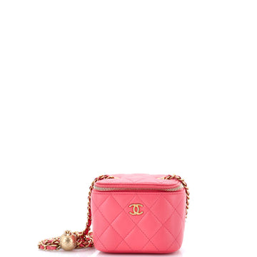Pearl Crush Vanity Case with Chain Quilted Lambskin Mini