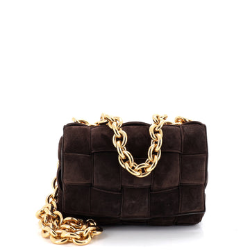 Cassette Chain Crossbody Bag Padded Maxi Intrecciato Suede