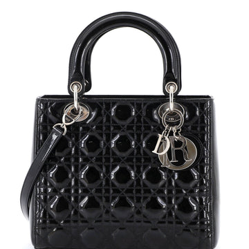 Lady Dior Bag Cannage Quilt Patent Medium