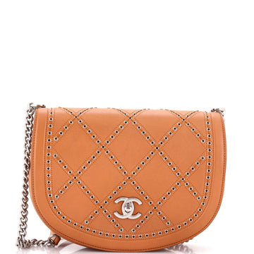 Coco Eyelets Round Flap Bag Quilted Calfskin Small