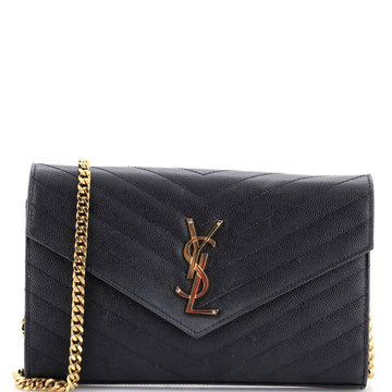 Classic Monogram Wallet on Chain Matelasse Chevron Leather Medium