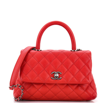 Coco Top Handle Bag Quilted Caviar Mini