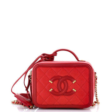 Filigree Vanity Case Quilted Caviar Small