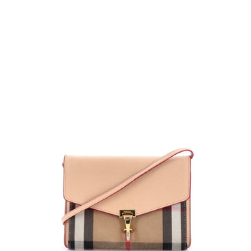 Macken Crossbody Bag Leather and House Check Canvas Small