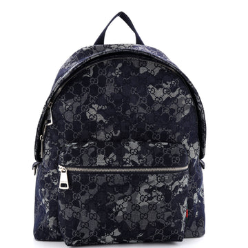 Zip Front Pocket Backpack Camouflage GG Denim