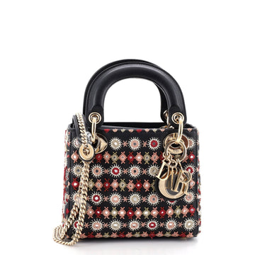 Lady Dior Chain Bag Embroidered Calfskin Mini