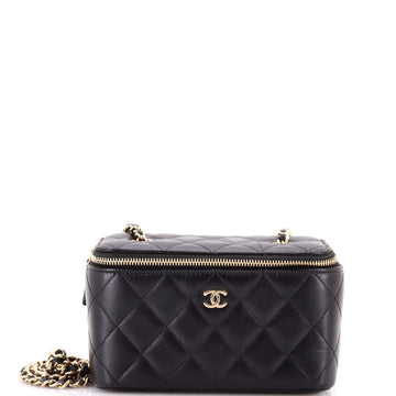 Classic Vanity Case with Chain Quilted Lambskin Small