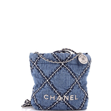 22 Chain Hobo Quilted Stitched Denim Mini