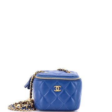 Pearl Crush Vanity Case with Chain Quilted Lambskin Mini
