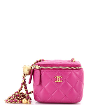 Pearl Crush Vanity Case with Chain Quilted Lambskin Mini