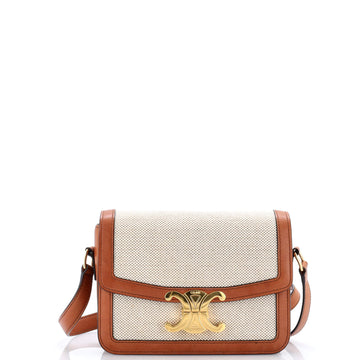 Triomphe Shoulder Bag Canvas with Leather Teen