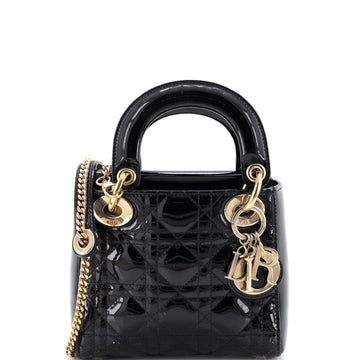 Lady Dior Chain Bag Cannage Quilt Patent Mini