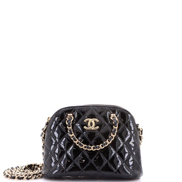 CC Dome Zip Crossbody Bag Quilted Patent Mini