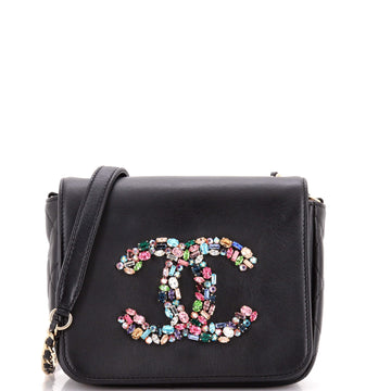 Giant Crystal CC Flap Bag Lambskin Mini