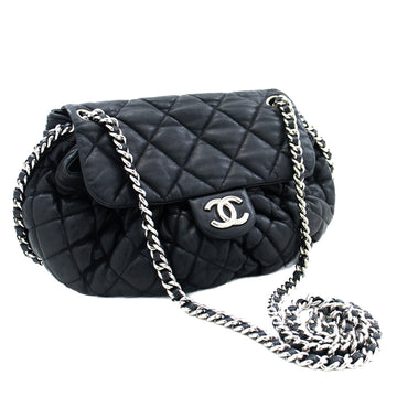 Top Quality Chanel Chain Around Shoulder Bag Crossbody Black Calfskin Leather