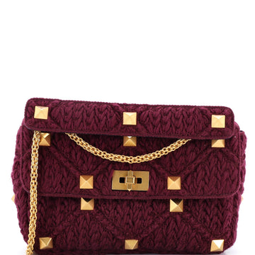 Roman Stud Flap Bag Knitted Cashmere Large