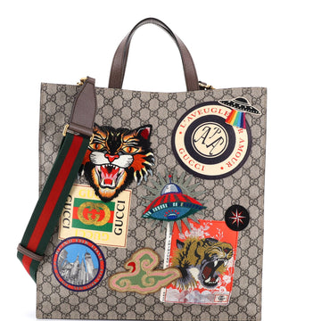 Courrier Convertible Soft Open Tote GG Coated Canvas with Applique North South