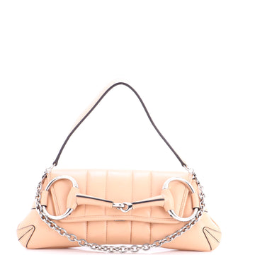 Horsebit Chain Shoulder Bag Vertical Quilted Leather Medium