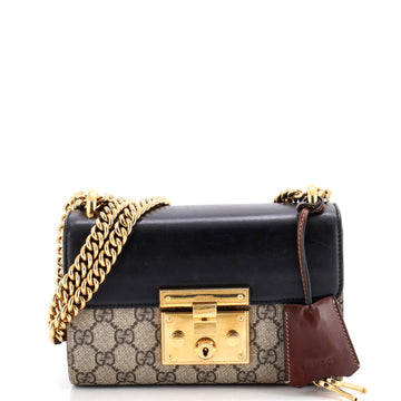 Padlock Shoulder Bag GG Coated Canvas and Leather Small