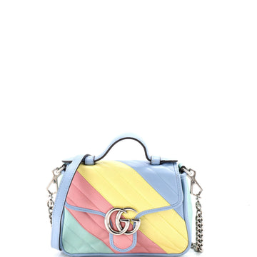 GG Marmont Top Handle Flap Bag Diagonal Quilted Leather Mini
