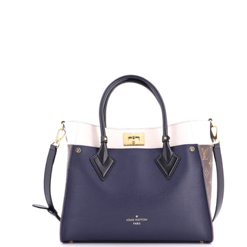 On My Side Tote Leather with Monogram Canvas MM