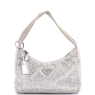 Re-Edition 2000 Hobo Crystal Embellished Satin Mini