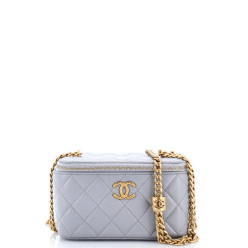 All Slide Long Vanity Case with Chain Quilted Lambskin Small
