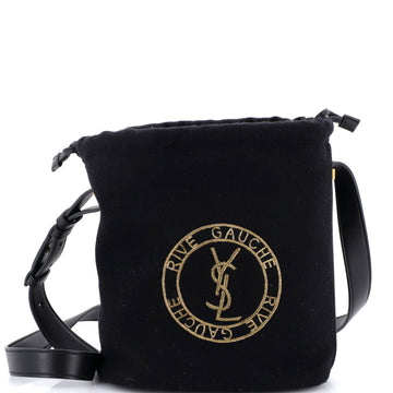 Rive Gauche Drawstring Bucket Bag Embroidered Wool