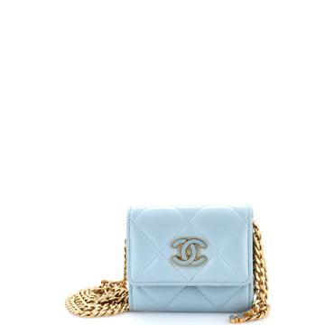 Pending CC Card Holder on Chain Quilted Lambskin