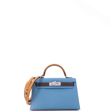 Kelly Mini II Bag Tricolor Epsom with Palladium Hardware 20