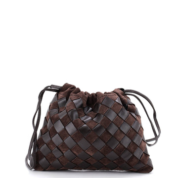Drawstring Dustbag Crossbody Bag Intrecciato Leather and Suede Small
