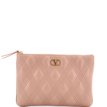 Quiltie 67 Zip Pouch Quilted Leather Medium