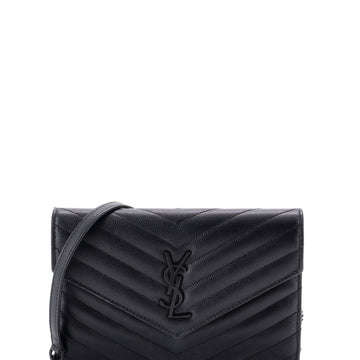 Classic Monogram Wallet on Chain Matelasse Chevron Leather Small