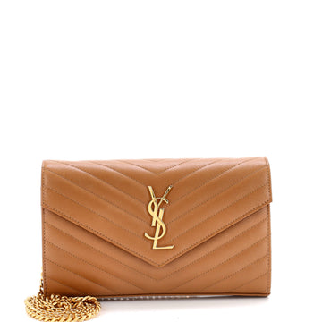 Classic Monogram Wallet on Chain Matelasse Chevron Leather Medium