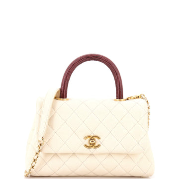 Coco Top Handle Bag Quilted Caviar with Lizard Mini