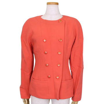 Chanel No collar jacket Wool Silk Jacket