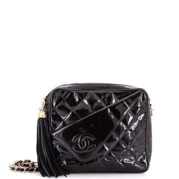 Vintage Camera Tassel Bag Quilted Patent Large