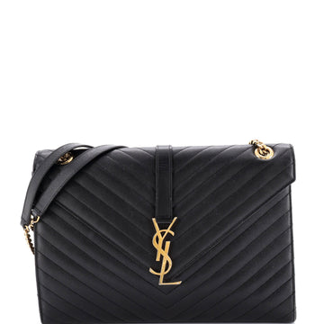 Classic Monogram Envelope Satchel Matelasse Chevron Leather Large