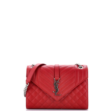 Classic Monogram Envelope Satchel Mixed Matelasse Leather Medium