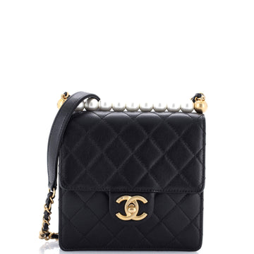 Chic Pearls Flap Bag Quilted Goatskin Mini