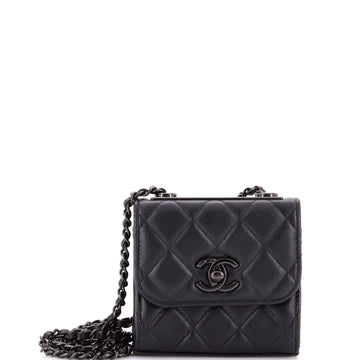 So Black Trendy CC Clutch with Chain Quilted Lambskin Small