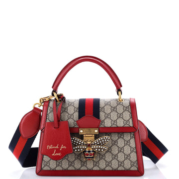 Queen Margaret Top Handle Bag GG Coated Canvas with Leather Small