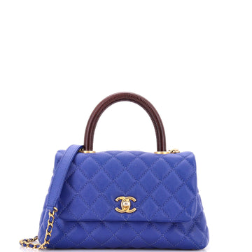 Coco Top Handle Bag Quilted Caviar with Lizard Mini