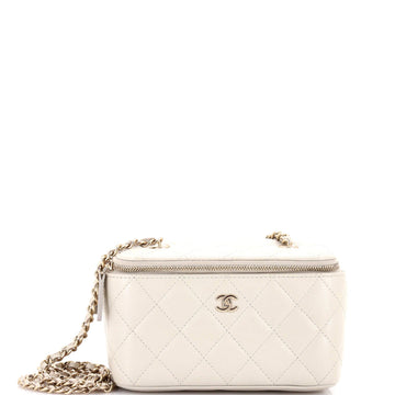 Classic Vanity Case with Chain Quilted Caviar Small