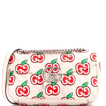 GG Marmont Flap Bag Printed Diagonal Quilted Leather Small