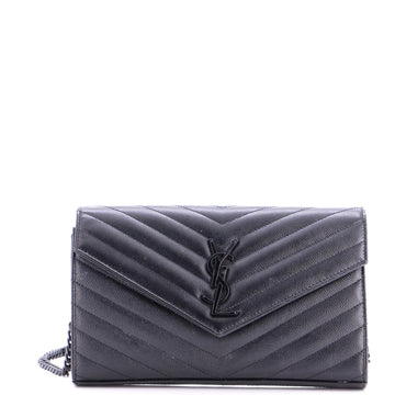 Classic Monogram Wallet on Chain Matelasse Chevron Leather Medium