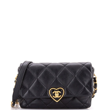 Coco Love CC Heart Flap Bag Quilted Lambskin Small